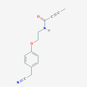 molecular formula C14H14N2O2 B2595179 N-[2-[4-(Cyanomethyl)phenoxy]ethyl]but-2-ynamide CAS No. 2411314-72-0