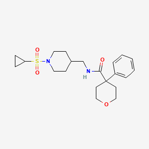 molecular formula C21H30N2O4S B2595180 N-((1-(cyclopropylsulfonyl)piperidin-4-yl)methyl)-4-phenyltetrahydro-2H-pyran-4-carboxamide CAS No. 1234811-80-3
