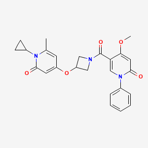 molecular formula C25H25N3O5 B2595203 1-cyclopropyl-4-{[1-(4-methoxy-6-oxo-1-phenyl-1,6-dihydropyridine-3-carbonyl)azetidin-3-yl]oxy}-6-methyl-1,2-dihydropyridin-2-one CAS No. 2192745-91-6
