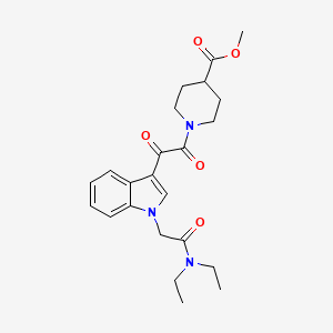 molecular formula C23H29N3O5 B2595263 methyl 1-(2-{1-[(diethylcarbamoyl)methyl]-1H-indol-3-yl}-2-oxoacetyl)piperidine-4-carboxylate CAS No. 872843-58-8