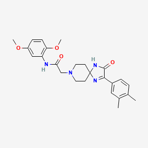 molecular formula C25H30N4O4 B2595268 N-(2,5-dimethoxyphenyl)-2-[2-(3,4-dimethylphenyl)-3-oxo-1,4,8-triazaspiro[4.5]dec-1-en-8-yl]acetamide CAS No. 1189722-84-6
