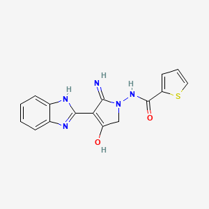 B2595276 N-[5-amino-4-(1H-1,3-benzodiazol-2-yl)-3-oxo-2,3-dihydro-1H-pyrrol-1-yl]thiophene-2-carboxamide CAS No. 885458-33-3