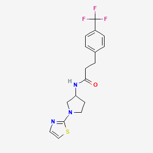 molecular formula C17H18F3N3OS B2595278 N-[1-(1,3-Thiazol-2-yl)pyrrolidin-3-yl]-3-[4-(trifluoromethyl)phenyl]propanamide CAS No. 1797900-52-7
