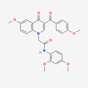 molecular formula C28H26N2O7 B2595306 N-(2,4-dimethoxyphenyl)-2-[6-methoxy-3-(4-methoxybenzoyl)-4-oxo-1,4-dihydroquinolin-1-yl]acetamide CAS No. 866342-96-3