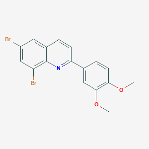 molecular formula C17H13Br2NO2 B2595317 6,8-Dibromo-2-(3,4-dimethoxyphenyl)quinoline CAS No. 861210-90-4