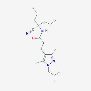 molecular formula C20H34N4O B2595319 N-(1-cyano-1-propylbutyl)-3-[3,5-dimethyl-1-(2-methylpropyl)-1H-pyrazol-4-yl]propanamide CAS No. 1394672-61-7