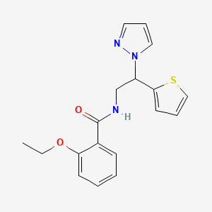 molecular formula C18H19N3O2S B2595323 2-ethoxy-N-[2-(1H-pyrazol-1-yl)-2-(thiophen-2-yl)ethyl]benzamide CAS No. 2034344-15-3