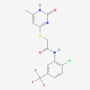 molecular formula C14H11ClF3N3O2S B2595352 N-[2-chloro-5-(trifluoromethyl)phenyl]-2-[(6-methyl-2-oxo-1,2-dihydropyrimidin-4-yl)sulfanyl]acetamide CAS No. 905666-40-2