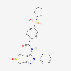 molecular formula C23H24N4O4S2 B2595383 N-(5-oxido-2-(p-tolyl)-4,6-dihydro-2H-thieno[3,4-c]pyrazol-3-yl)-4-(pyrrolidin-1-ylsulfonyl)benzamide CAS No. 958587-57-0