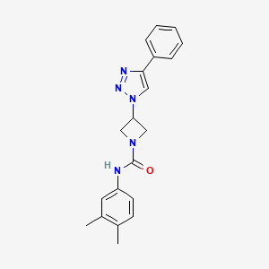 molecular formula C20H21N5O B2595393 N-(3,4-dimethylphenyl)-3-(4-phenyl-1H-1,2,3-triazol-1-yl)azetidine-1-carboxamide CAS No. 2034441-87-5