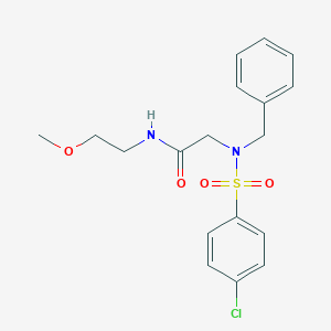 molecular formula C18H21ClN2O4S B259540 2-[benzyl-(4-chlorophenyl)sulfonylamino]-N-(2-methoxyethyl)acetamide 