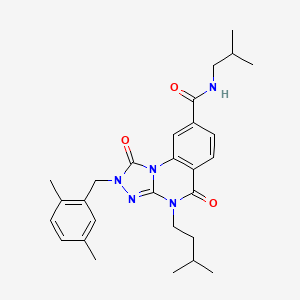 molecular formula C28H35N5O3 B2595430 2-[(2,5-dimethylphenyl)methyl]-4-(3-methylbutyl)-N-(2-methylpropyl)-1,5-dioxo-1H,2H,4H,5H-[1,2,4]triazolo[4,3-a]quinazoline-8-carboxamide CAS No. 1223961-90-7