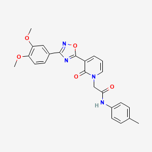 molecular formula C24H22N4O5 B2595441 2-{3-[3-(3,4-dimethoxyphenyl)-1,2,4-oxadiazol-5-yl]-2-oxo-1,2-dihydropyridin-1-yl}-N-(4-methylphenyl)acetamide CAS No. 1105201-54-4
