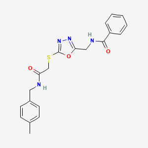 N-[[5-[2-[(4-methylphenyl)methylamino]-2-oxoethyl]sulfanyl-1,3,4-oxadiazol-2-yl]methyl]benzamide