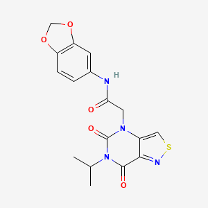 molecular formula C17H16N4O5S B2595466 N-(2H-1,3-benzodioxol-5-yl)-2-[5,7-dioxo-6-(propan-2-yl)-4H,5H,6H,7H-[1,2]thiazolo[4,3-d]pyrimidin-4-yl]acetamide CAS No. 1251604-04-2