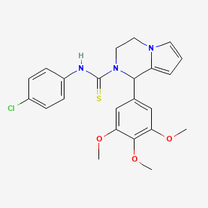 molecular formula C23H24ClN3O3S B2595469 N-(4-chlorophenyl)-1-(3,4,5-trimethoxyphenyl)-3,4-dihydro-1H-pyrrolo[1,2-a]pyrazine-2-carbothioamide CAS No. 393833-54-0