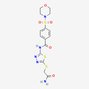 molecular formula C15H17N5O5S3 B2595474 N-(5-((2-amino-2-oxoethyl)thio)-1,3,4-thiadiazol-2-yl)-4-(morpholinosulfonyl)benzamide CAS No. 868974-28-1