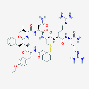 molecular formula C52H79N15O10S2 B025955 (10R,13S,16S,19S,22R)-N-[(2S)-1-[[(2R)-1-Amino-5-(diaminomethylideneamino)-1-oxopentan-2-yl]amino]-5-(diaminomethylideneamino)-1-oxopentan-2-yl]-13-(2-amino-2-oxoethyl)-19-benzyl-22-[(4-ethoxyphenyl)methyl]-12,15,18,21,24-pentaoxo-16-propan-2-yl-7,8-dithia-11,14,17,20,23-pentazaspiro[5.19]pentacosane-10-carboxamide CAS No. 110500-78-2