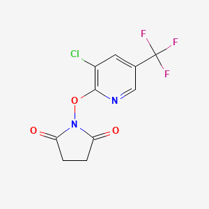 molecular formula C10H6ClF3N2O3 B2595502 1-((3-Chloro-5-(trifluoromethyl)-2-pyridinyl)oxy)dihydro-1H-pyrrole-2,5-dione CAS No. 339101-22-3