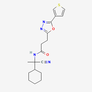 molecular formula C18H22N4O2S B2595535 N-(1-cyano-1-cyclohexylethyl)-3-[5-(thiophen-3-yl)-1,3,4-oxadiazol-2-yl]propanamide CAS No. 1424533-81-2
