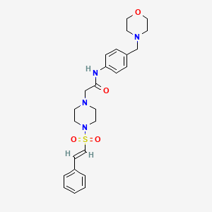 N-[4-(morpholin-4-ylmethyl)phenyl]-2-[4-[(E)-2-phenylethenyl]sulfonylpiperazin-1-yl]acetamide