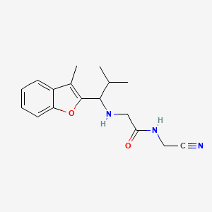 molecular formula C17H21N3O2 B2595557 N-(cyanomethyl)-2-{[2-methyl-1-(3-methyl-1-benzofuran-2-yl)propyl]amino}acetamide CAS No. 1607251-35-3