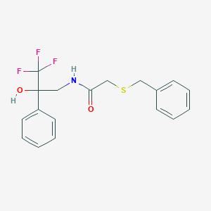 molecular formula C18H18F3NO2S B2595561 2-(benzylthio)-N-(3,3,3-trifluoro-2-hydroxy-2-phenylpropyl)acetamide CAS No. 1351641-11-6
