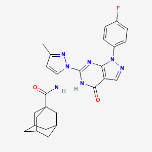 B2595565 (3r,5r,7r)-N-(1-(1-(4-fluorophenyl)-4-oxo-4,5-dihydro-1H-pyrazolo[3,4-d]pyrimidin-6-yl)-3-methyl-1H-pyrazol-5-yl)adamantane-1-carboxamide CAS No. 1019098-45-3