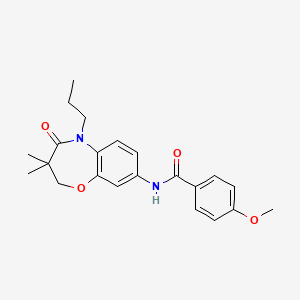 molecular formula C22H26N2O4 B2595569 N-(3,3-dimethyl-4-oxo-5-propyl-2,3,4,5-tetrahydro-1,5-benzoxazepin-8-yl)-4-methoxybenzamide CAS No. 921869-76-3