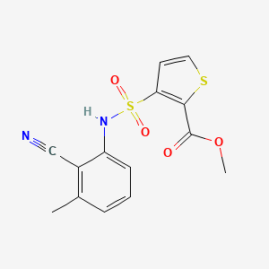 molecular formula C14H12N2O4S2 B2595582 Methyl 3-[(2-cyano-3-methylphenyl)sulfamoyl]thiophene-2-carboxylate CAS No. 1955523-22-4
