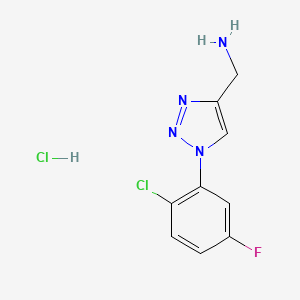 molecular formula C9H9Cl2FN4 B2595585 [1-(2-chloro-5-fluorophenyl)-1H-1,2,3-triazol-4-yl]methanamine hydrochloride CAS No. 2379978-33-1