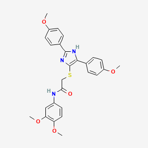 molecular formula C27H27N3O5S B2595588 2-{[2,5-bis(4-methoxyphenyl)-1H-imidazol-4-yl]sulfanyl}-N-(3,4-dimethoxyphenyl)acetamide CAS No. 901242-70-4