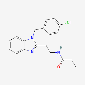 molecular formula C19H20ClN3O B2595591 N-(2-{1-[(4-chlorophenyl)methyl]-1H-1,3-benzodiazol-2-yl}ethyl)propanamide CAS No. 637322-47-5