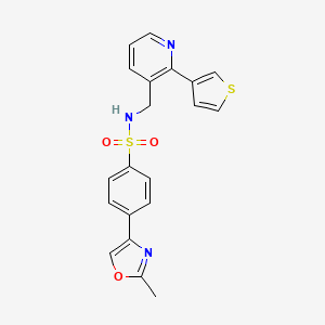 molecular formula C20H17N3O3S2 B2595593 4-(2-methyl-1,3-oxazol-4-yl)-N-{[2-(thiophen-3-yl)pyridin-3-yl]methyl}benzene-1-sulfonamide CAS No. 2034596-98-8
