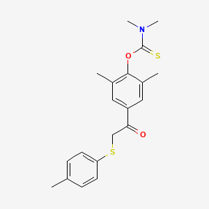 molecular formula C20H23NO2S2 B2595605 O-(2,6-dimethyl-4-{2-[(4-methylphenyl)sulfanyl]acetyl}phenyl) N,N-dimethylcarbamothioate CAS No. 339100-09-3