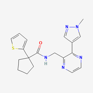 molecular formula C19H21N5OS B2595607 N-((3-(1-methyl-1H-pyrazol-4-yl)pyrazin-2-yl)methyl)-1-(thiophen-2-yl)cyclopentanecarboxamide CAS No. 2034299-63-1