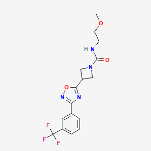 molecular formula C16H17F3N4O3 B2595670 N-(2-methoxyethyl)-3-(3-(3-(trifluoromethyl)phenyl)-1,2,4-oxadiazol-5-yl)azetidine-1-carboxamide CAS No. 1351597-55-1