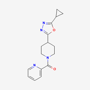 molecular formula C16H18N4O2 B2595685 2-[4-(5-cyclopropyl-1,3,4-oxadiazol-2-yl)piperidine-1-carbonyl]pyridine CAS No. 1208634-11-0