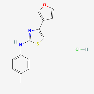 molecular formula C14H13ClN2OS B2595693 4-(furan-3-yl)-N-(p-tolyl)thiazol-2-amine hydrochloride CAS No. 2034301-97-6
