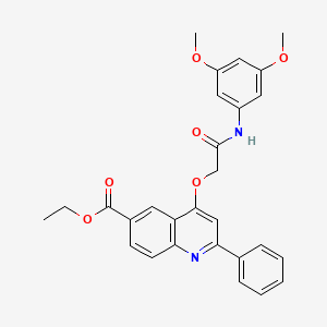 molecular formula C28H26N2O6 B2595707 ethyl 4-{[(3,5-dimethoxyphenyl)carbamoyl]methoxy}-2-phenylquinoline-6-carboxylate CAS No. 1114871-04-3