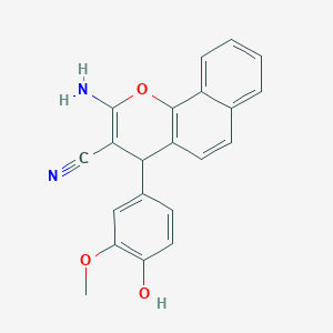 molecular formula C21H16N2O3 B259577 2-amino-4-(4-hydroxy-3-methoxyphenyl)-4H-benzo[h]chromene-3-carbonitrile 