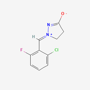 molecular formula C10H8ClFN2O B2595772 (1E)-1-[(2-chloro-6-fluorophenyl)methylidene]-3-oxo-1lambda5-pyrazolidin-1-ylium-2-ide CAS No. 338779-27-4