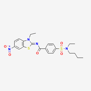 molecular formula C22H26N4O5S2 B2595779 (E)-4-(N-butyl-N-ethylsulfamoyl)-N-(3-ethyl-6-nitrobenzo[d]thiazol-2(3H)-ylidene)benzamide CAS No. 850910-63-3