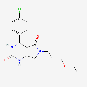 molecular formula C17H20ClN3O3 B2595820 4-(4-chlorophenyl)-6-(3-ethoxypropyl)-1H,2H,3H,4H,5H,6H,7H-pyrrolo[3,4-d]pyrimidine-2,5-dione CAS No. 930407-41-3