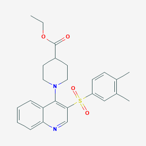 molecular formula C25H28N2O4S B2595839 ETHYL 1-[3-(3,4-DIMETHYLBENZENESULFONYL)QUINOLIN-4-YL]PIPERIDINE-4-CARBOXYLATE CAS No. 872209-42-2