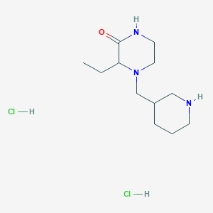 molecular formula C12H25Cl2N3O B2595843 3-Ethyl-4-(piperidin-3-ylmethyl)piperazin-2-one;dihydrochloride CAS No. 2567498-12-6