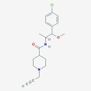 molecular formula C19H25ClN2O2 B2595844 N-[1-(4-Chlorophenyl)-1-methoxypropan-2-yl]-1-prop-2-ynylpiperidine-4-carboxamide CAS No. 1385433-93-1