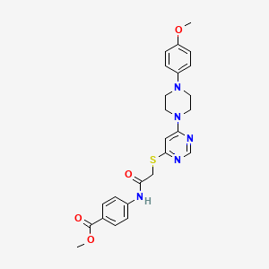 molecular formula C25H27N5O4S B2595845 Methyl 4-[2-({6-[4-(4-methoxyphenyl)piperazin-1-yl]pyrimidin-4-yl}sulfanyl)acetamido]benzoate CAS No. 1251674-67-5