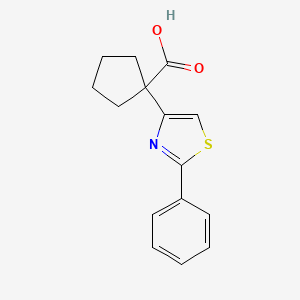 molecular formula C15H15NO2S B2595856 1-(2-Phenyl-1,3-thiazol-4-yl)cyclopentane-1-carboxylic acid CAS No. 1266992-68-0