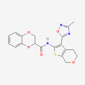 molecular formula C19H17N3O5S B2595863 N-(3-(3-methyl-1,2,4-oxadiazol-5-yl)-5,7-dihydro-4H-thieno[2,3-c]pyran-2-yl)-2,3-dihydrobenzo[b][1,4]dioxine-2-carboxamide CAS No. 2034401-77-7